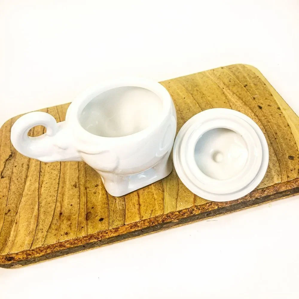 Pier 1 White Porcelain Elephant Lidded Sugar/Aniseed Bowl